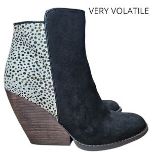 Very Volatile Chatter Black and Multi Pony Hair Wedge Bootie